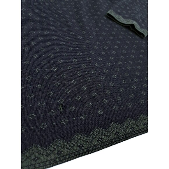 Neve Wool Sweater Fair Isle Zip Nordic Fair Isle Green Black Snowflake Ski - Picture 6 of 10